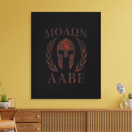 Molon Labe Spartan Warrior Mask Laurels Iron Leinwanddruck (Insitu (Wohnzimmer))