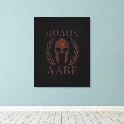 Molon Labe Spartan Warrior Mask Laurels Iron Leinwanddruck (Insitu (Holzboden))