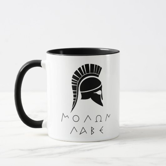 "Molon Labe" Spartaner Widerstand mit antikem Helm Tasse (Links)