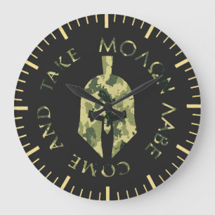 Molon Labe Spartanischer Helm Militär Camo  Große Wanduhr