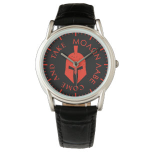 Molon Labe Spartanischer Helm Rot Herren Armbanduhr