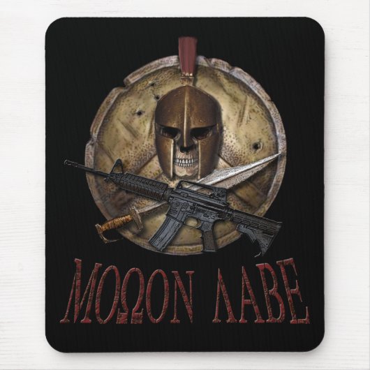 Molon Labe spartanischer Schädel mit M-4 Mousepad (Vorne)