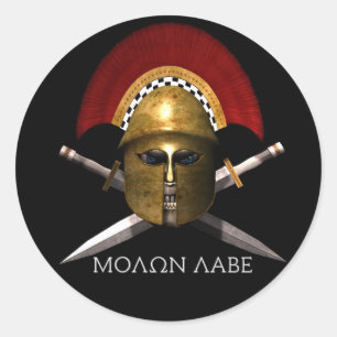 Molon Labe spartanischer Schädel Runder Aufkleber
