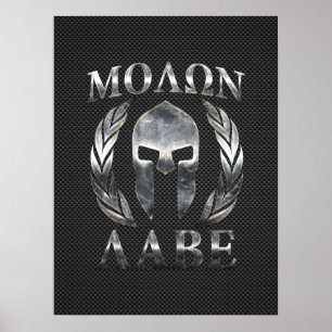 Molon Labe spartanischer Stahlsturzhelm auf Poster