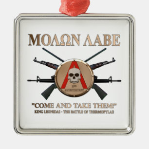 Molon Labe - spartanisches Schild Silbernes Ornament
