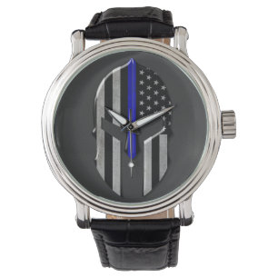 Molon Labe verdünnen Blue Line Armbanduhr