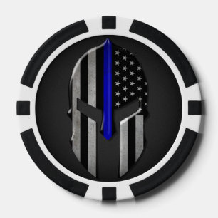 Molon Labe verdünnen Blue Line Pokerchips