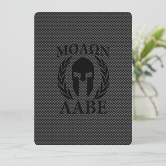 Molon Labe Warrior Laurels über schwarzen Kohlenst (Stehend Vorderseite)