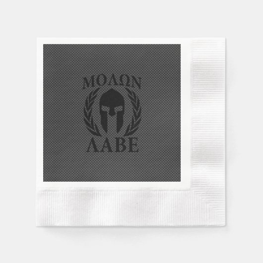 Molon Labe Warrior Laurels über schwarzen Kohlenst Serviette (Vorderseite)