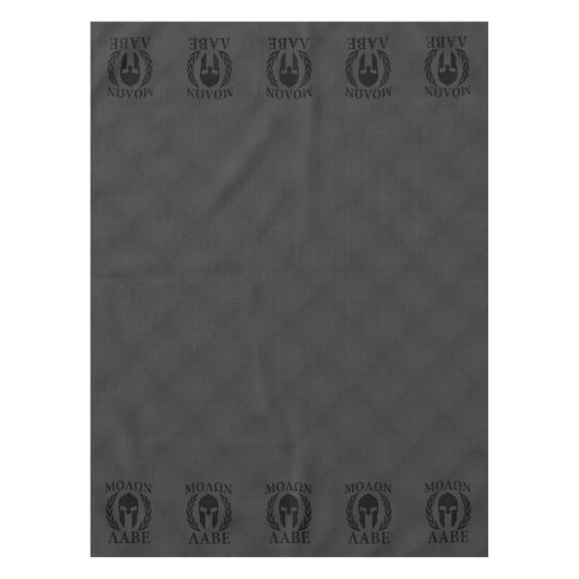 Molon Labe Warrior Laurels über schwarzen Kohlenst Tischdecke (Vorderseite)