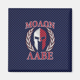 Molon Labe Warrior Mask Blue Carbon Fibre Print Magnet