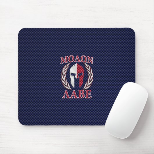 Molon Labe Warrior Mask Blue Carbon Fibre Print Mousepad (Mit Mouse)