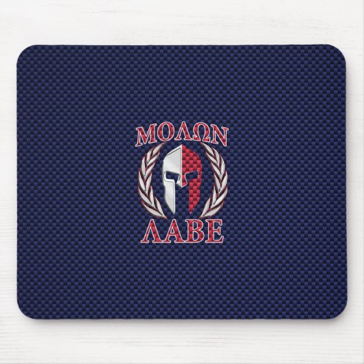 Molon Labe Warrior Mask Blue Carbon Fibre Print Mousepad (Vorne)