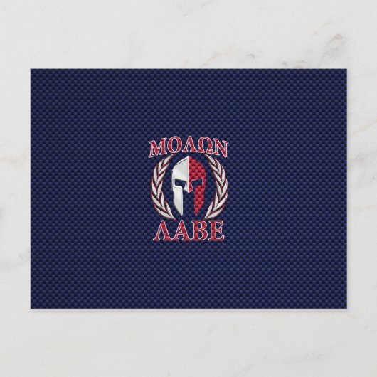 Molon Labe Warrior Mask Blue Carbon Fibre Print Postkarte (Vorderseite)