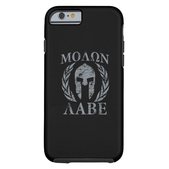 Molon Labe Warrior Mask Laurels auf schwarz Case-Mate iPhone Hülle (Rückseite)