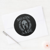 Molon Labe Warrior Mask Laurels auf schwarz Runder Aufkleber (Umschlag)