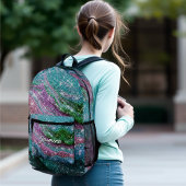 Molsikblau, lila Glitzer, Monogramm Notebo Bedruckter Rucksack