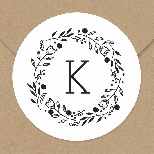 Molsy Wreath Monogram Round Sticker