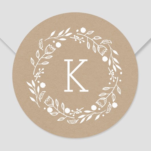 Molsy Wreath Monogram Round Sticker