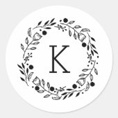 Molsy Wreath Monogram Round Sticker (Vorderseite)