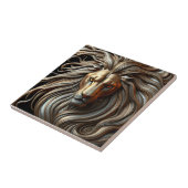 Molten Gold and Silver Metallic Majestic Lion Head Fliese (Seite)