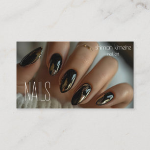 Molten Gold Chrome auf Black Nail Art Visitenkarte