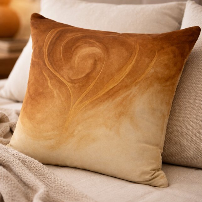 Molten Gold Swirl Throw Pillow Kissen (Molten brown and muted gold swirls bring warmth and depth to modern neutral spaces.)
