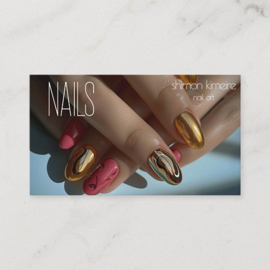 Molten Gold Trendy Nail Art Visitenkarte (Vorderseite)