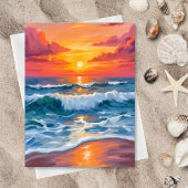 Molten Horizon | Ocean Wave Sunset Watercolor Card