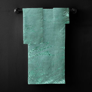 Molten Jade Smarald Green Luxury Marble Badhandtuch Set