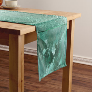 Molten Jade Smarald Green Luxury Marble Kurzer Tischläufer