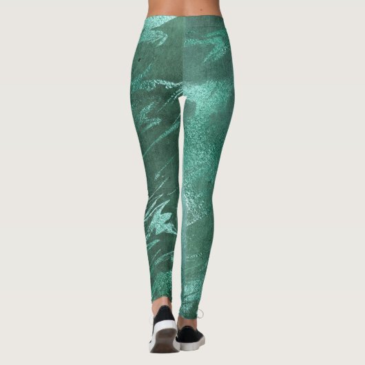 Molten Jade | Smarald Green Luxury Marble Leggings (Rückseite)