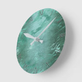 Molten Jade | Smarald Green Luxury Marble Runde Wanduhr (Winkel)