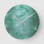 Molten Jade | Smarald Green Luxury Marble Runde Wanduhr (Vorderseite)