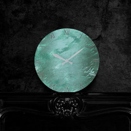 Molten Jade | Smarald Green Luxury Marble Runde Wanduhr