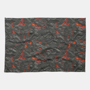 Molten Lava Vulkan schwarz und rot Geschirrtuch