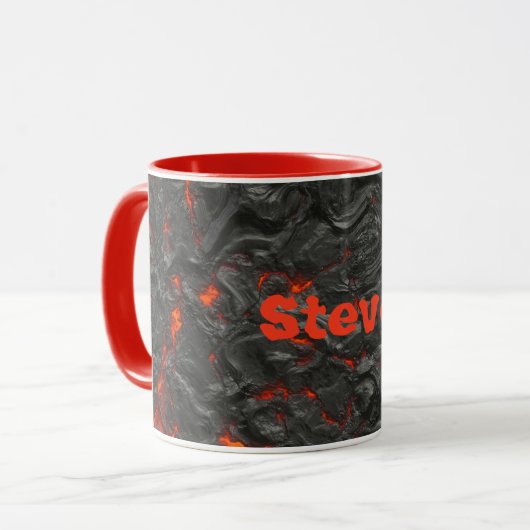 Molten Lava Vulkan schwarz und rot Tasse (Vorderseite Links)