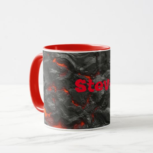 Molten Lava Vulkan schwarz und rot Tasse (Vorderseite Links)