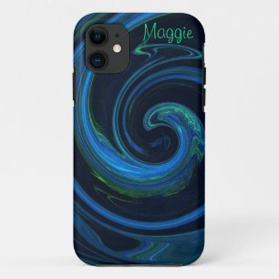 Molten Malachite Azurite Abstrakt Wave iPhone 11 Hülle