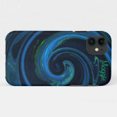 Molten Malachite Azurite Abstrakt Wave Case-Mate iPhone Hülle (Rückseite (Horizontal))