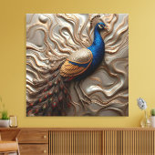Molten Metallic Bas-Relief Majestic Peacock Leinwanddruck (Insitu (Wohnzimmer))