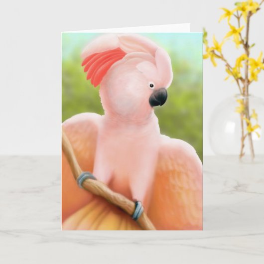 Moluccan Cockatoo Grußkarte Karte (Gelbe Blume)