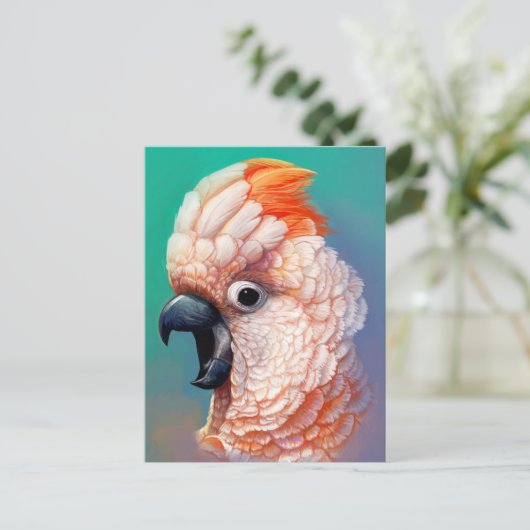 Moluccan Cockatoo realistisches Gemälde Postkarte (Stehend Vorderseite)