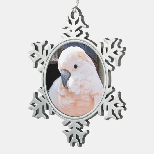 Moluccan Cockatoo Schneeflocken Zinn-Ornament (Rechts)
