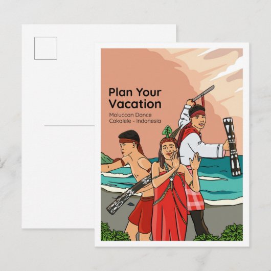 Moluccan Dance Cakalele Indonesia Travel Postkarte (Vorne/Hinten)