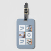 Mom 3 Photo Collage Dusty Blue Gepäckanhänger (Vorderseite Vertikal)