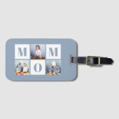 Mom 3 Photo Collage Dusty Blue Gepäckanhänger (Vorderseite (Horizontal))