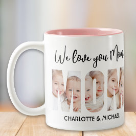 Mom 3 Photos Cutout Letters Zweifarbige Tasse