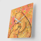 Mom and Baby Bear - Mother's Day - Add Text / Name Quadratische Wanduhr (Winkel)