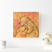 Mom and Baby Bear - Mother's Day - Add Text / Name Quadratische Wanduhr (Zuhause)